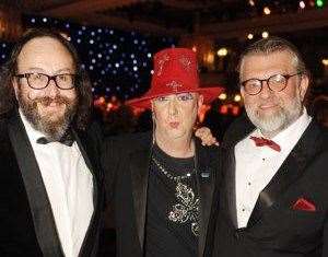 Boy George impersonator Matt Endersby with Hairy Bikers Dave Myers and Si King Pictures: Matt Endersby