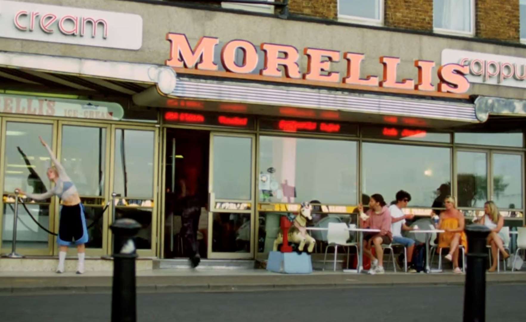 The famous Morelli's ice cream parlour in Viking Bay, Broadstairs gets a good showing in the new ad featuring Dua Lipa
