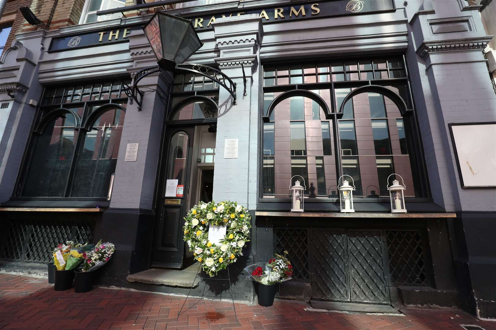 Flowers placed outside The Blagrave Arms (Steve Parsons/PA)