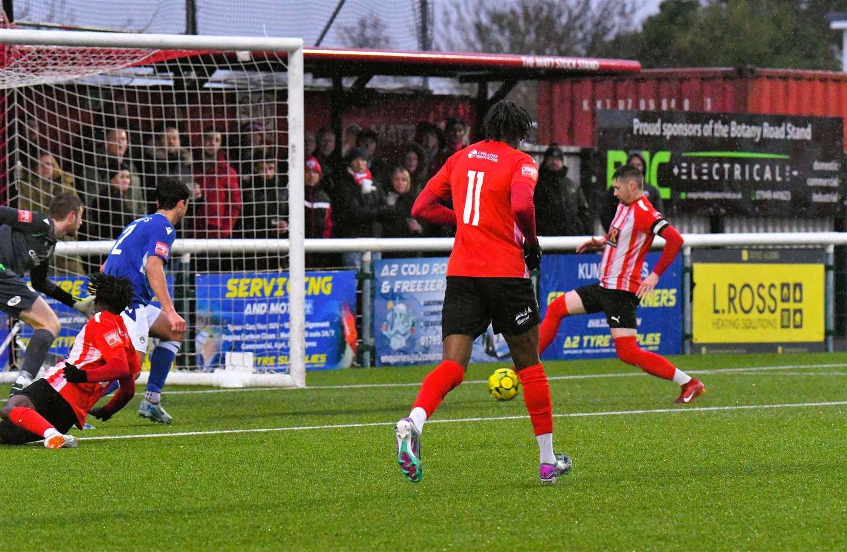 Dan Bradshaw scores his 150th goal for Sheppey with a customary tap-in Picture: Marc Richards