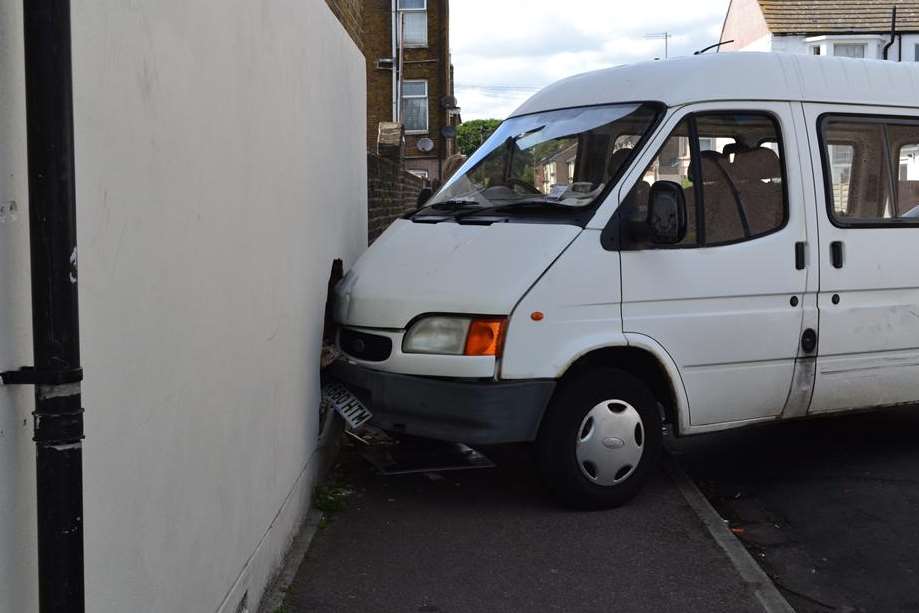 This minibus ploughed into the side of 86-year-old Sheila Hillier’s Sheerness home