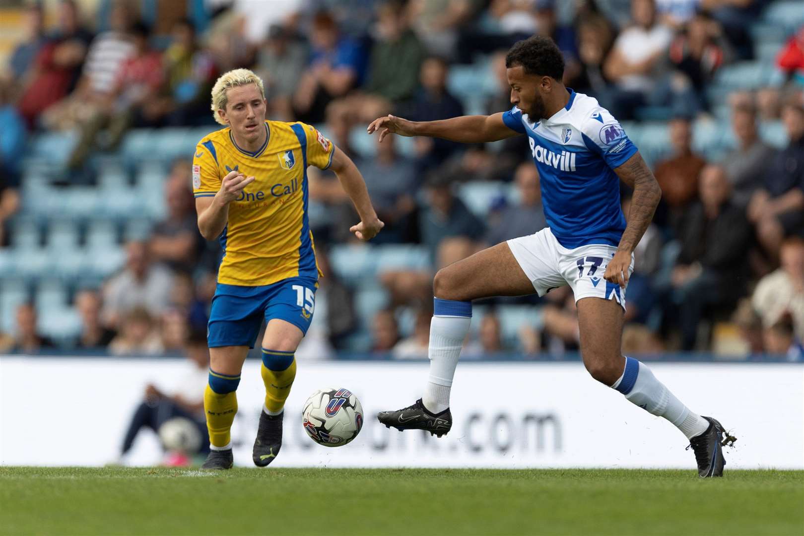 Gillingham and Mansfield produced an entertaining game at Priestfield on Saturday in League 2 Picture: @Julian_KPI