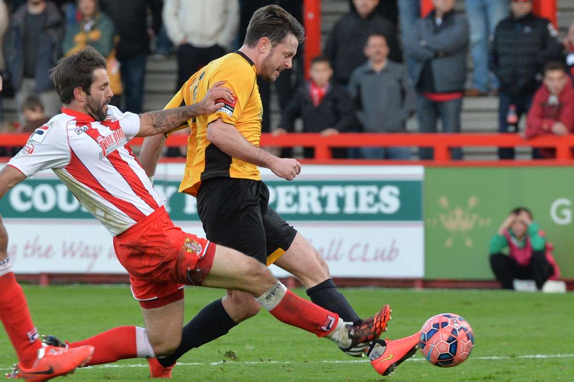 Frannie Collin goes close for Maidstone in the last 10 minutes Picture: Keith Gillard