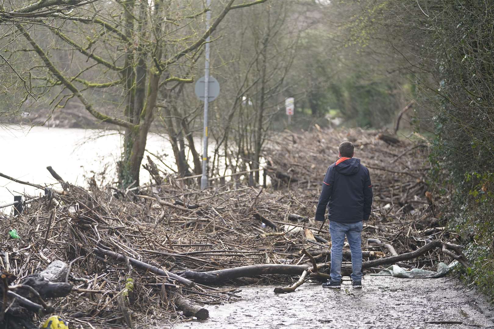 Debris left after floodwater receded from the River Mersey near Didsbury Golf Club (Danny Lawson/PA)