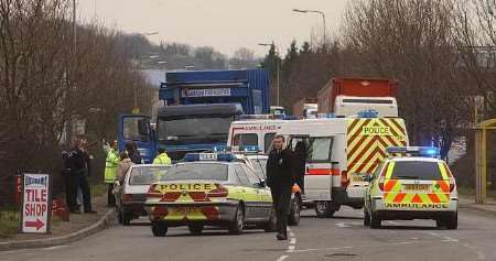 The emergency services at the scene. Picture: JIM RANTELL