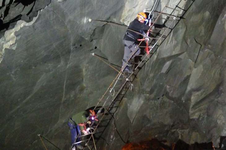 Steep climbs inside Honister Slate Mine at the Climb The Mine Inside adventure which opened this spring. Picture: Steve Hudson, Honister Slate Mine.