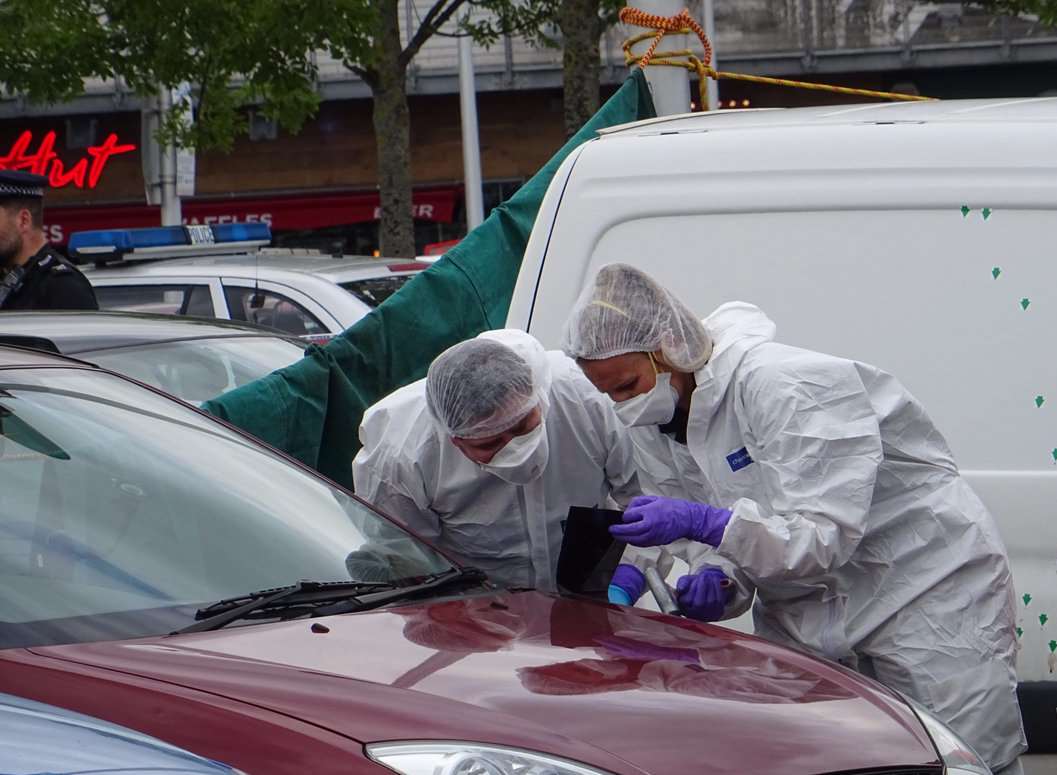 Police cordoned off an area to investigate forensic evidence. Picture: Tom Smy (@EastKent999vids)