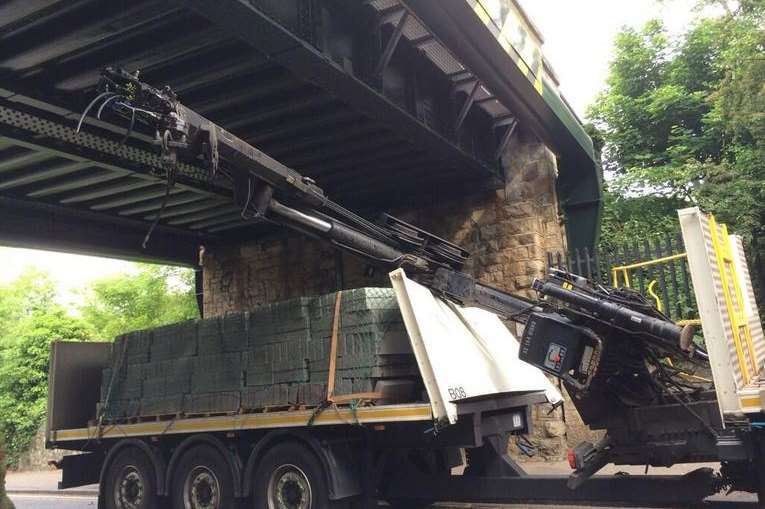 The u-can lorry under the bridge in Maidstone Road, Sevenoaks. Picture: Catherine Stratford