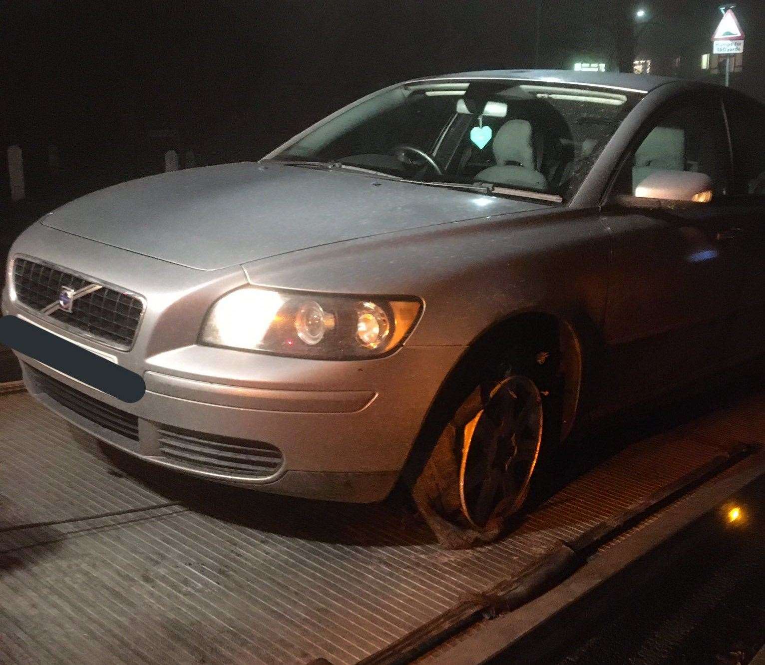 The Volvo estate reached up to 110mph in the chase. Photo: Kent Police RPU