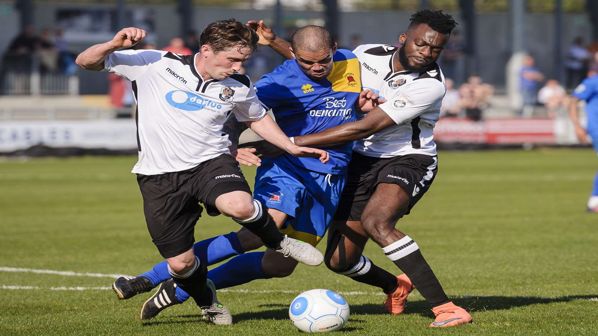 Dartford's Lee Noble and Duane Ofori-Acheampong in action during last week's win over Eastbourne. Picture: Andy Payton