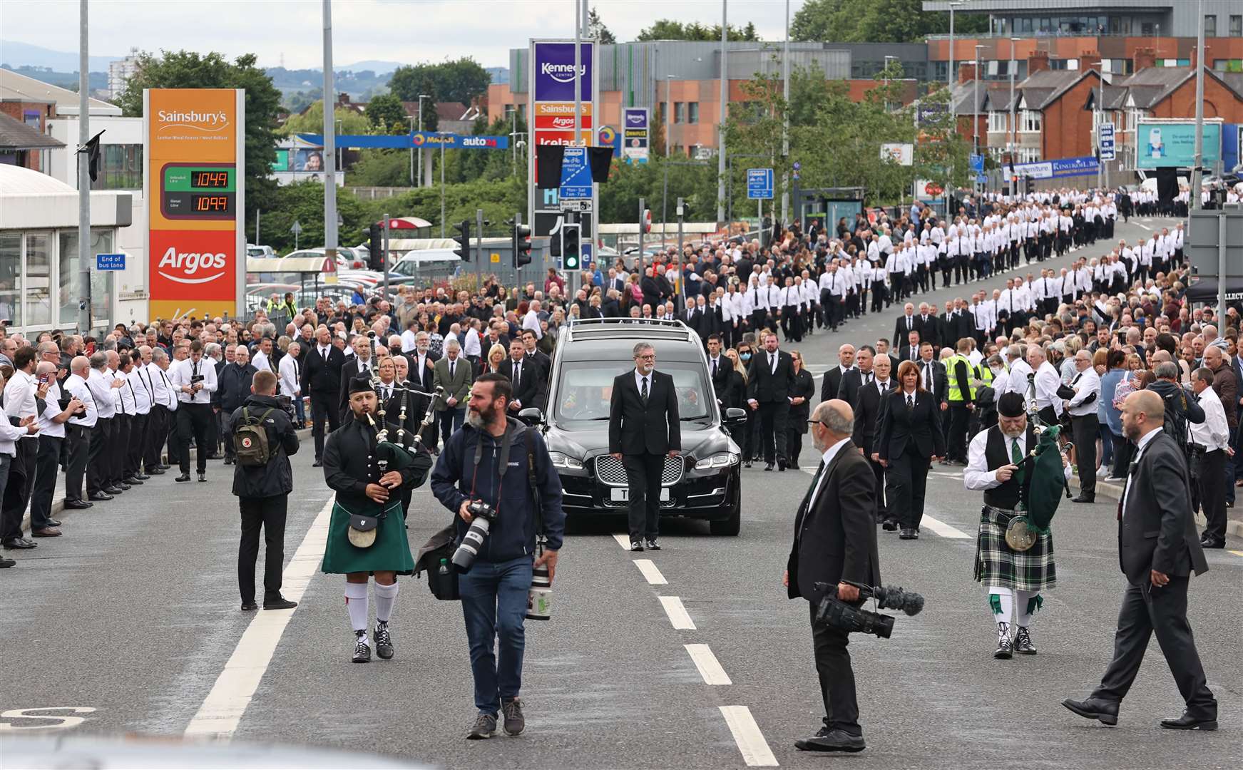 The funeral procession of Bobby Storey in west Belfast in June 2020 (Liam McBurney/PA)
