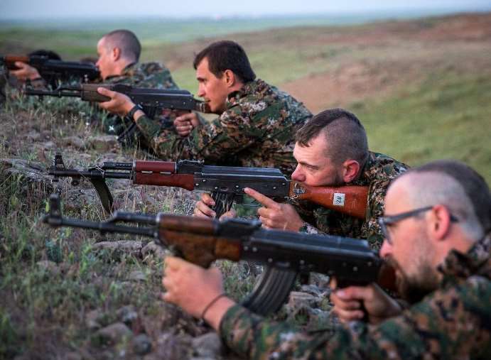 Anthony Harrison, pictured closest to camera, in action. Picture: bijikurdistan.tumblr.com