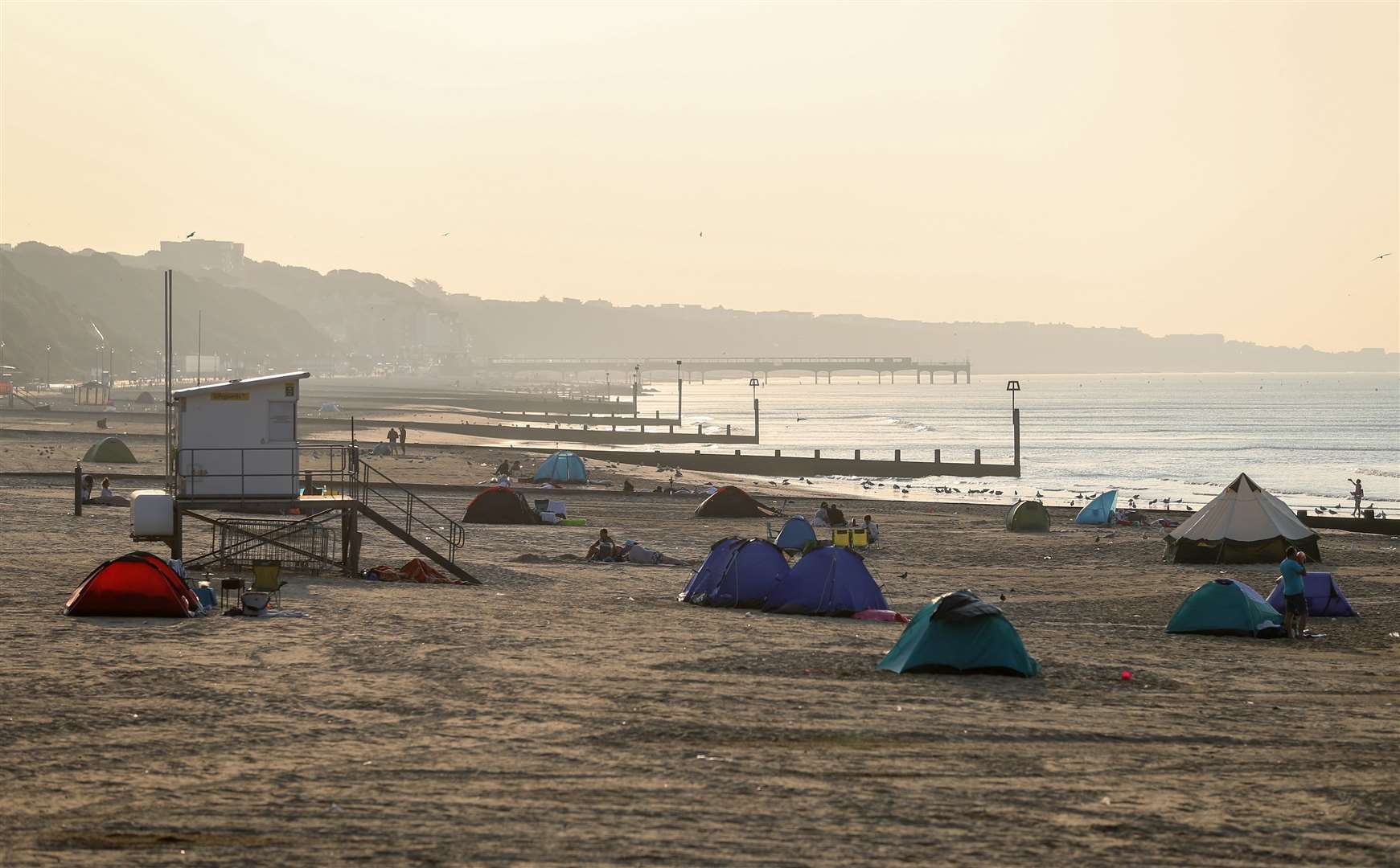 Tents pitched up on Bournemouth beach (Andrew Matthews/PA)