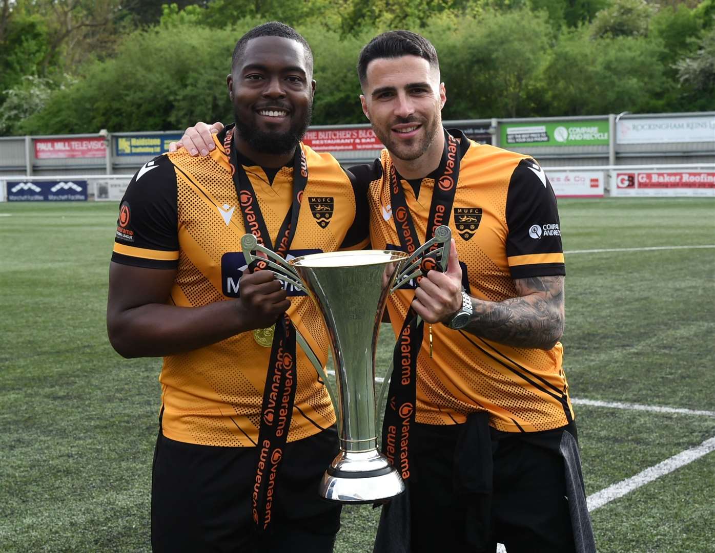 Maidstone's Jerome Binnom-Williams with Joan Luque. Picture: Steve Terrell