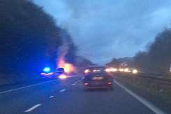 Traffic is queuing after the fire. Picture: Mark Merriman.