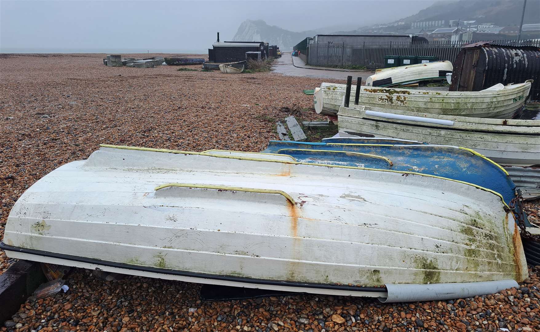 The boat which Mr Eldin sleeps under on Dover seafront