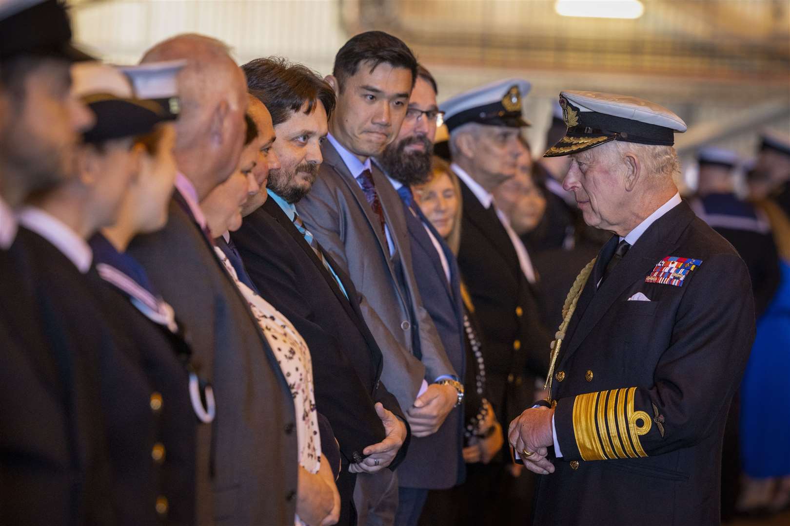 The King meeting families and friends of Royal Navy submariners (LPhot Stuart Dickson/MoD/Crown Copyright/PA)