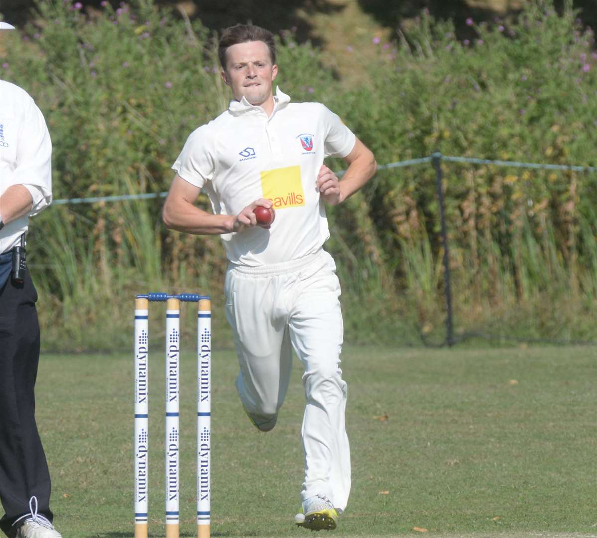 Tunbridge Wells bowler Ian Mclean looks to limit Sandwich's run chase. Picture: Chris Davey