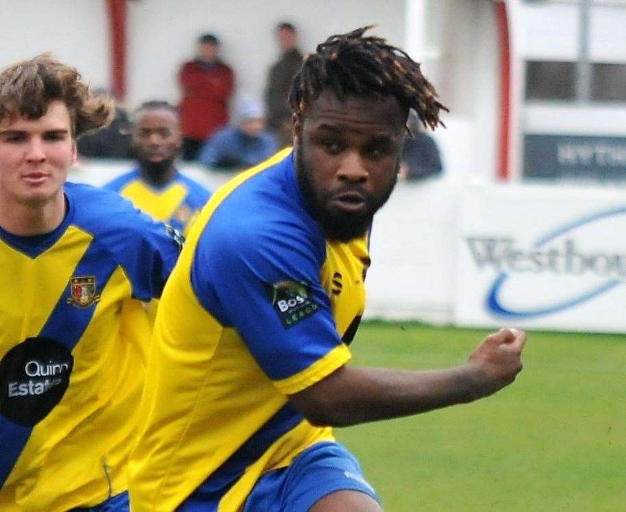 Timmy Babington scored Lydd's equaliser at AFC Whyteleafe. Picture: Ken Medwyn