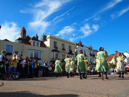 Morris dancers on Deal seafront