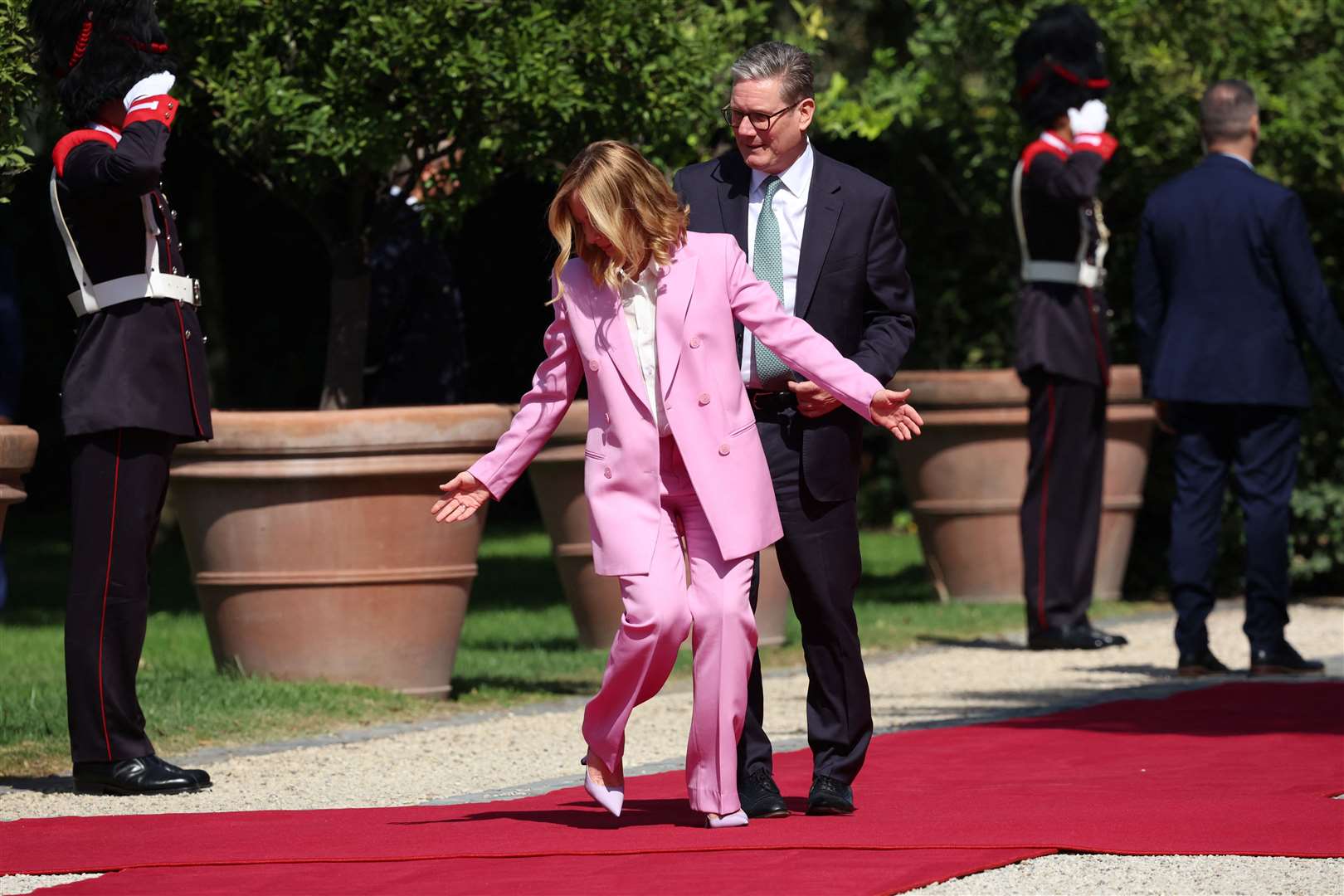 Prime Minister Sir Keir Starmer with Italian Prime Minister Giorgia Meloni at Villa Doria Pamphilj in Rome, Italy (Phil Noble/PA)