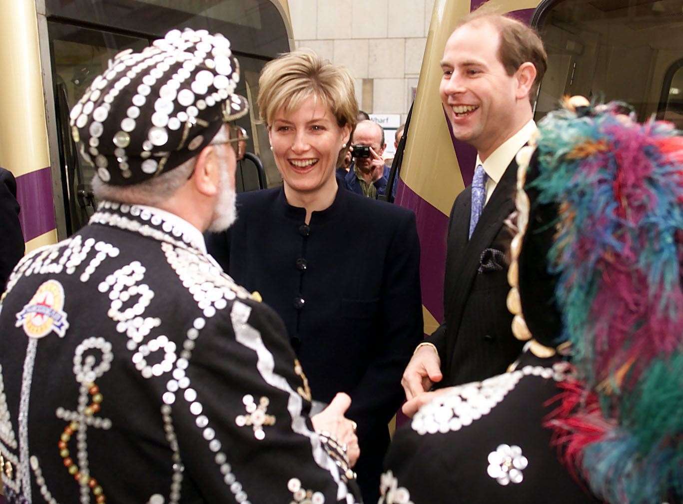 The then-Earl and Countess of Wessex meeting Pearly Kings and Queens during the 2002 Golden Jubilee year (PA)