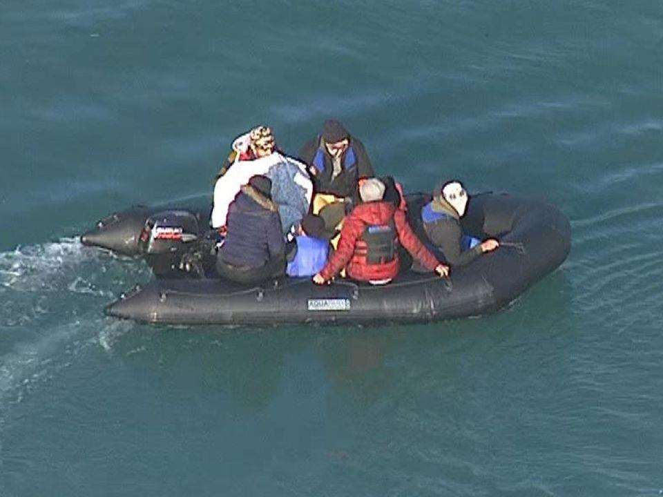 The boat pictured off the coast of Dover Picture supplied courtesy of Sky News