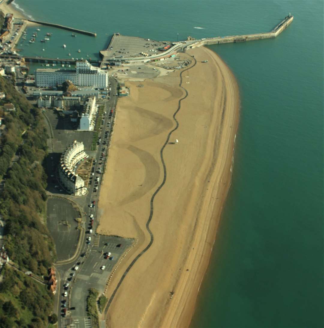 The former site of the Folkestone Rotunda, photographed in 2018. The tracings of the Shoreline flats development can be seen. They have since been built, with the most expensive apartments costing over £2 million. Picture: Geoff Hall