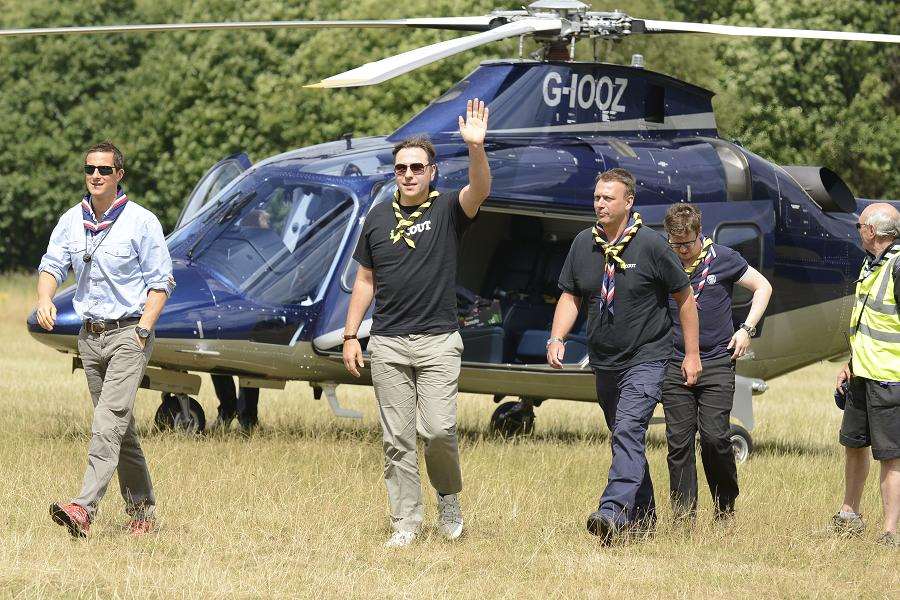 David Walliams and Bear Grylls in Detling