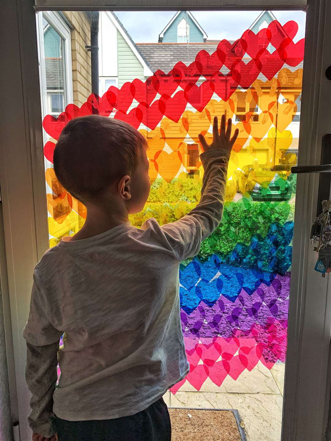 Harrison, 7, from St Mary’s Island, Chatham, made this heart rainbow tribute for the NHS to show his support and thanks. Picture: Mum Serena Tadd