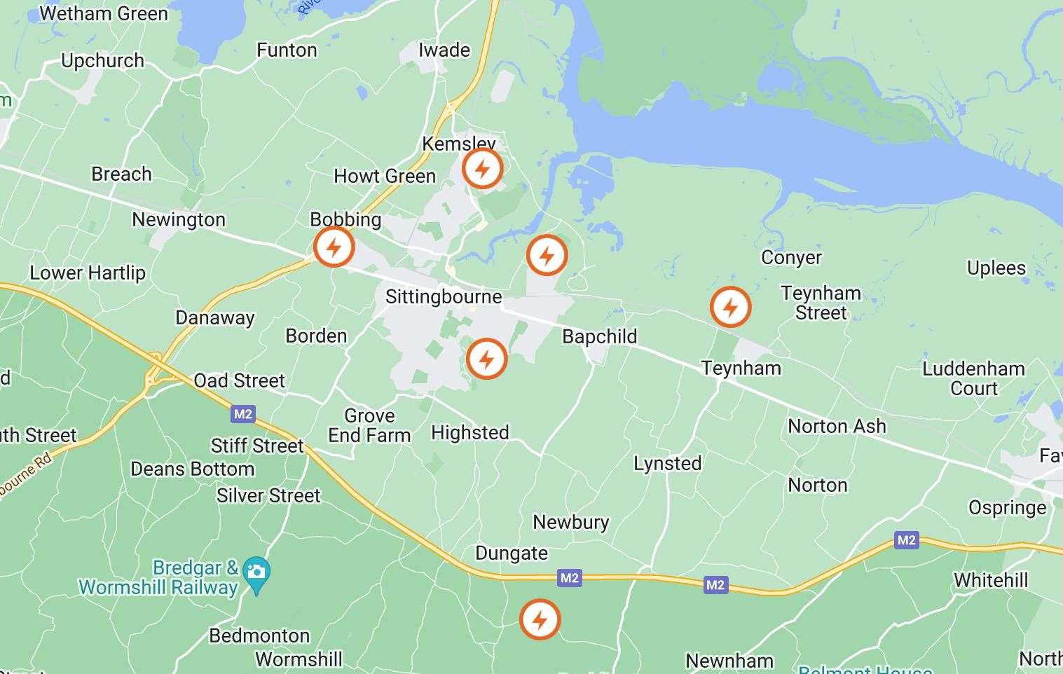 Sittingbourne has also been affected this afternoon. Picture: UK Power Networks