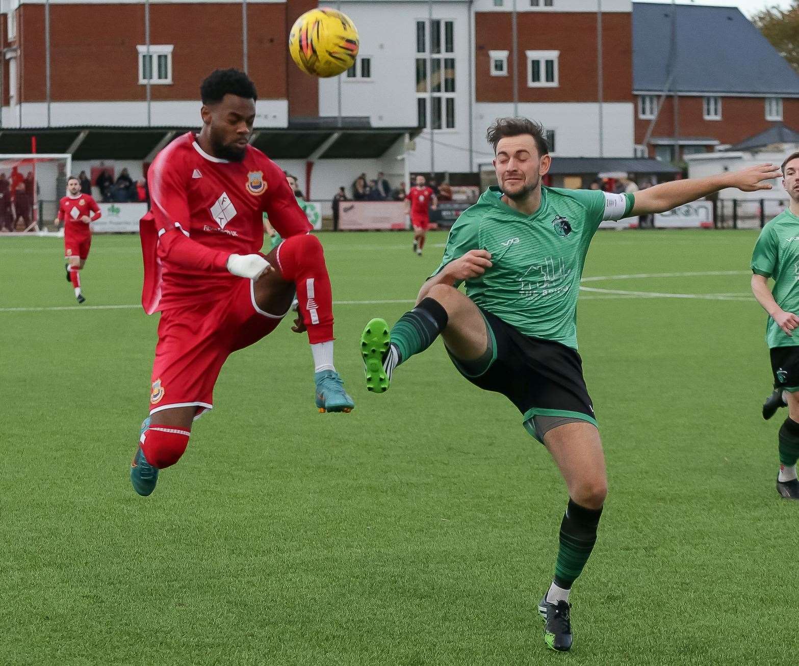 Whitstable’s Josh Williams flying high. Picture: Les Biggs