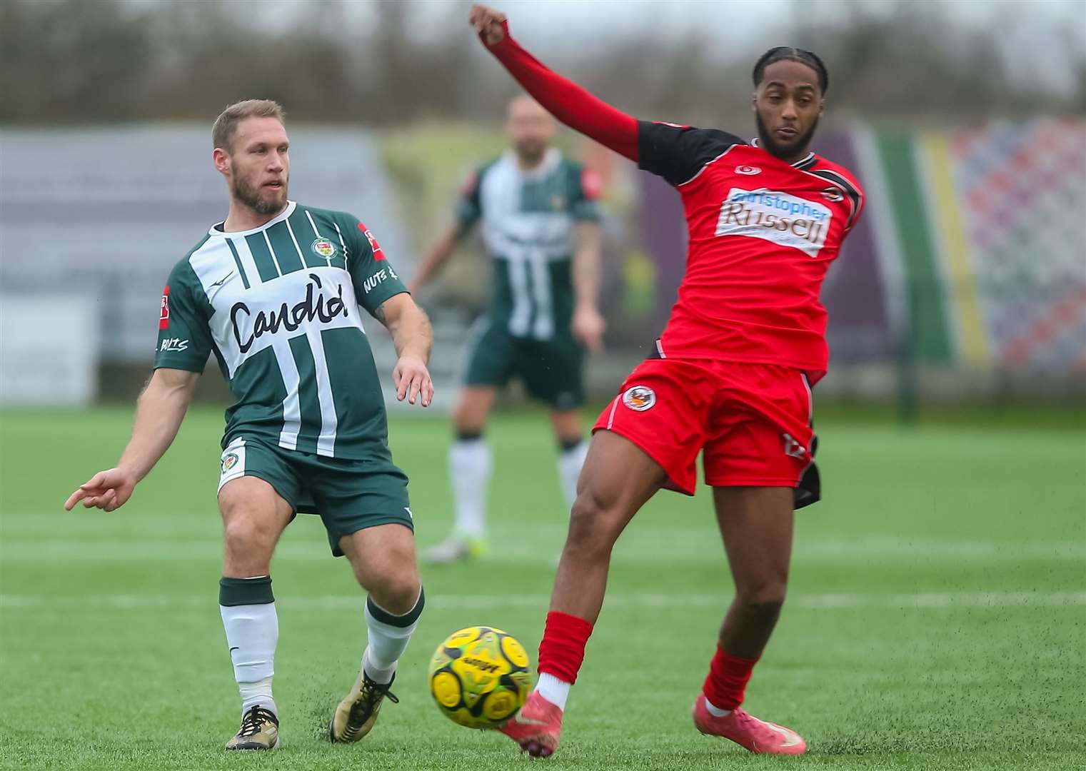 Goalscorer Matt Bodkin picks his pass during the first half. Picture: Ian Scammell