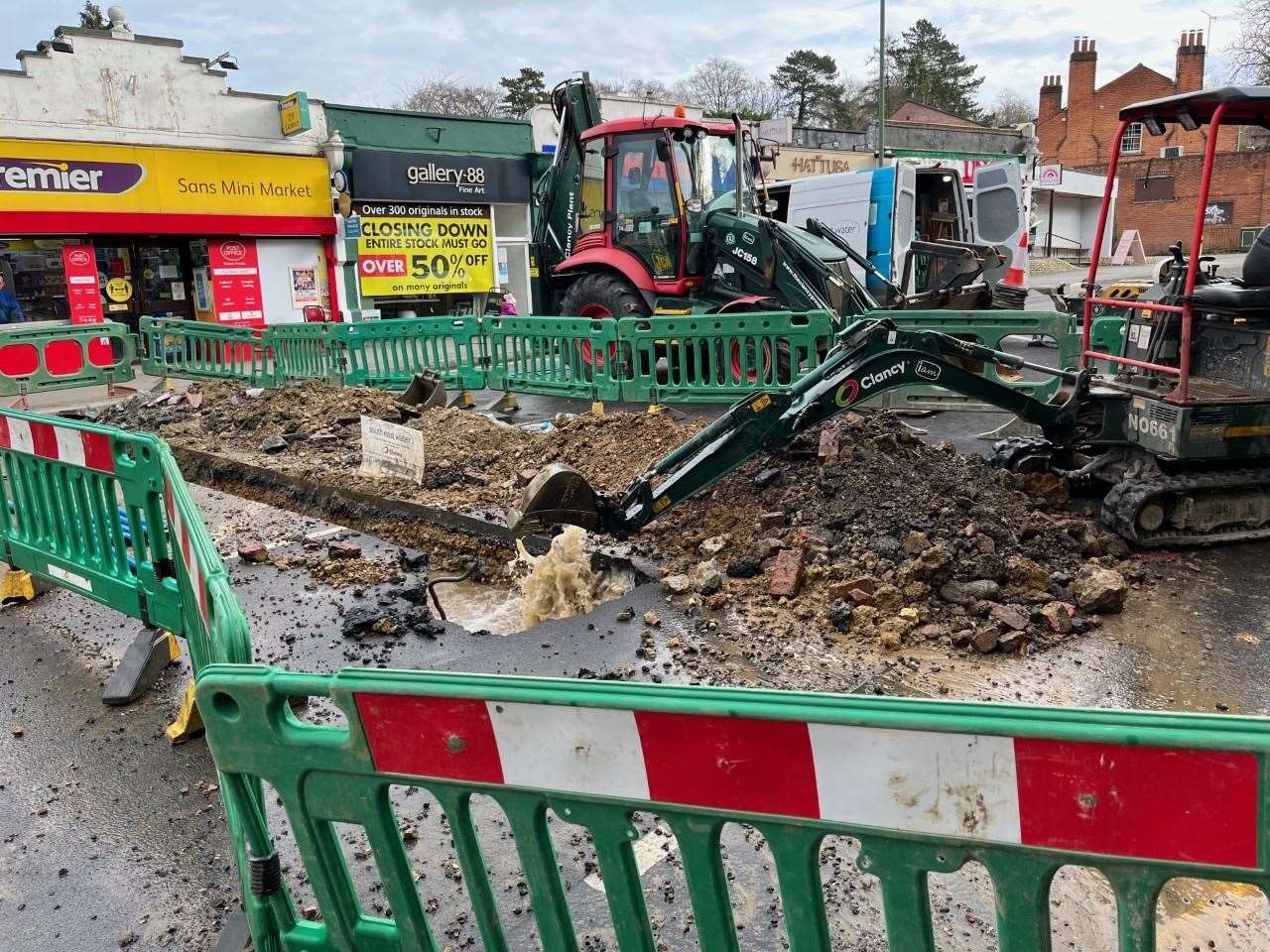 A water main has burst outside Sevenoaks Railway Station. Picture: Southeastern