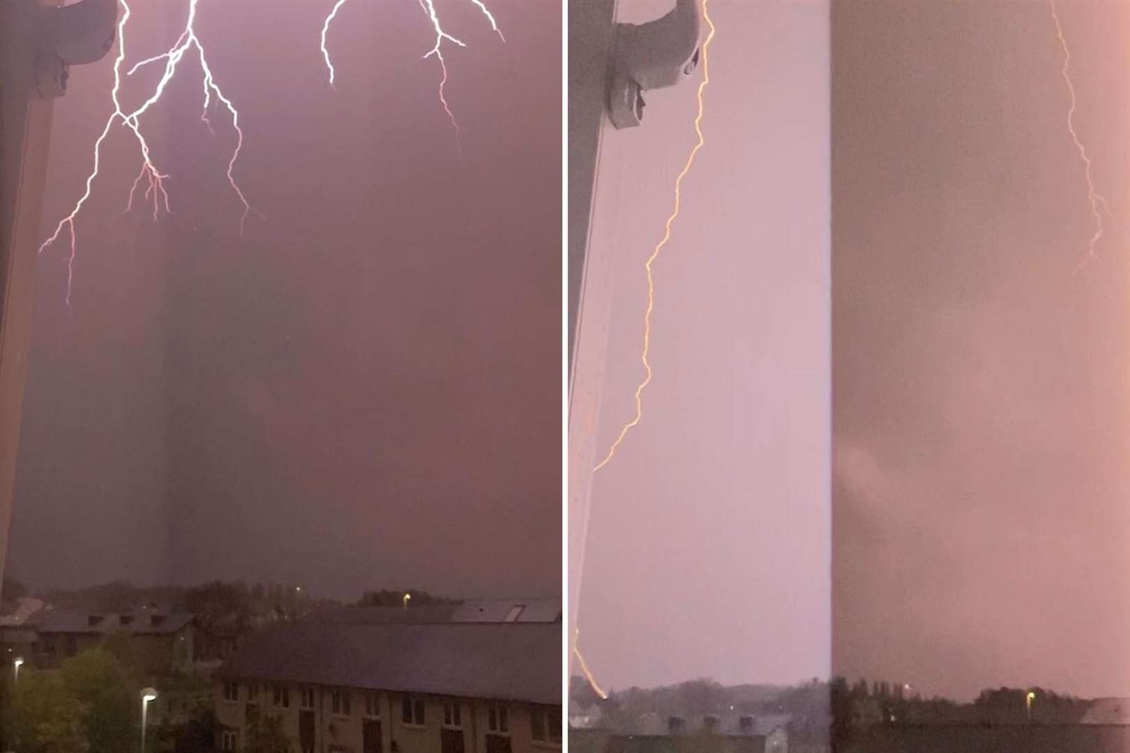 Lightning over Sittingbourne on Sunday evening. Picture: @MilgateAdam/Twitter