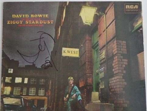 A rare, signed copy of David Bowie's Rise and Fall of Ziggy Stardust album