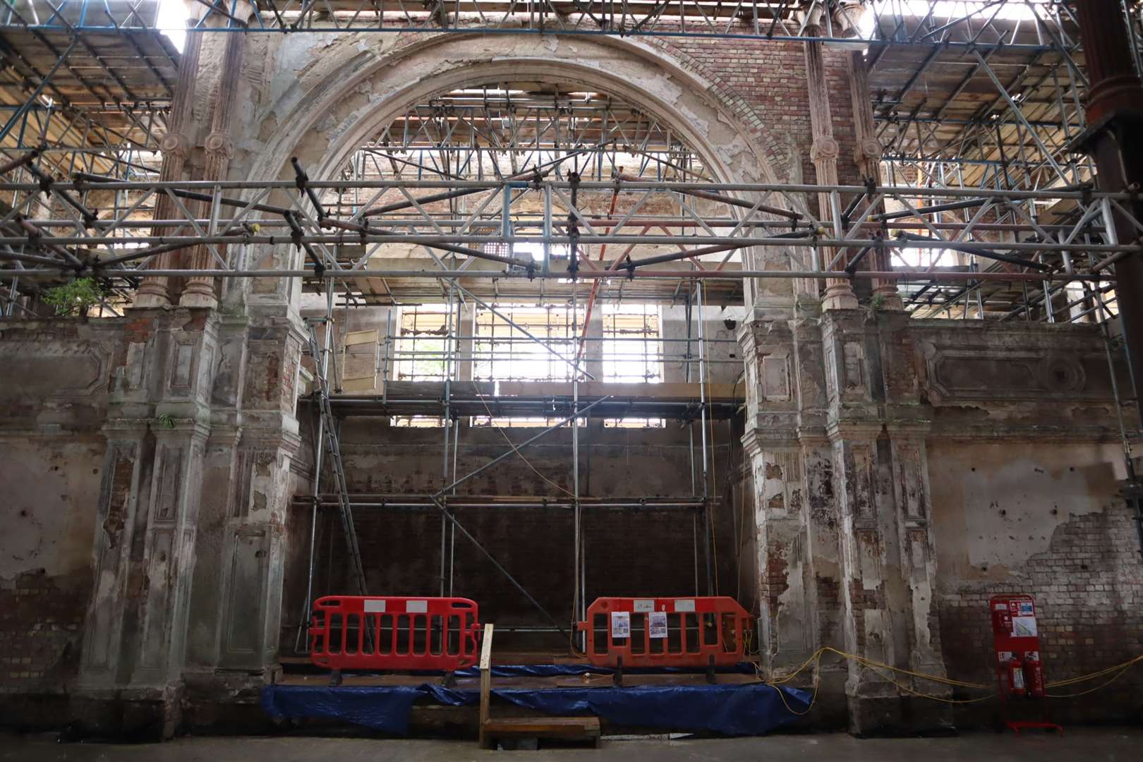 The surviving arch over the altar inside the Sheerness Dockyard Church at Blue Town which burned down on May 30, 2001