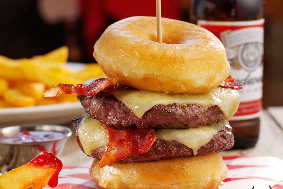 The Double Donut Burger which is being sold at Hungry Horse restaurants