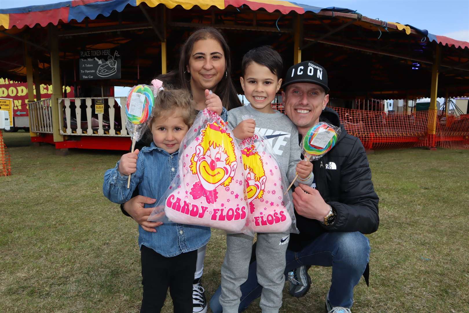 Everyone ended up with free candyfloss at Smith's funfair, Barton's Point, Sheerness. Here youngsters Elizabeth, 3, and Olly, 5, tuck into their treat with mum Elmaz Mehmet and dad Billy McPhail