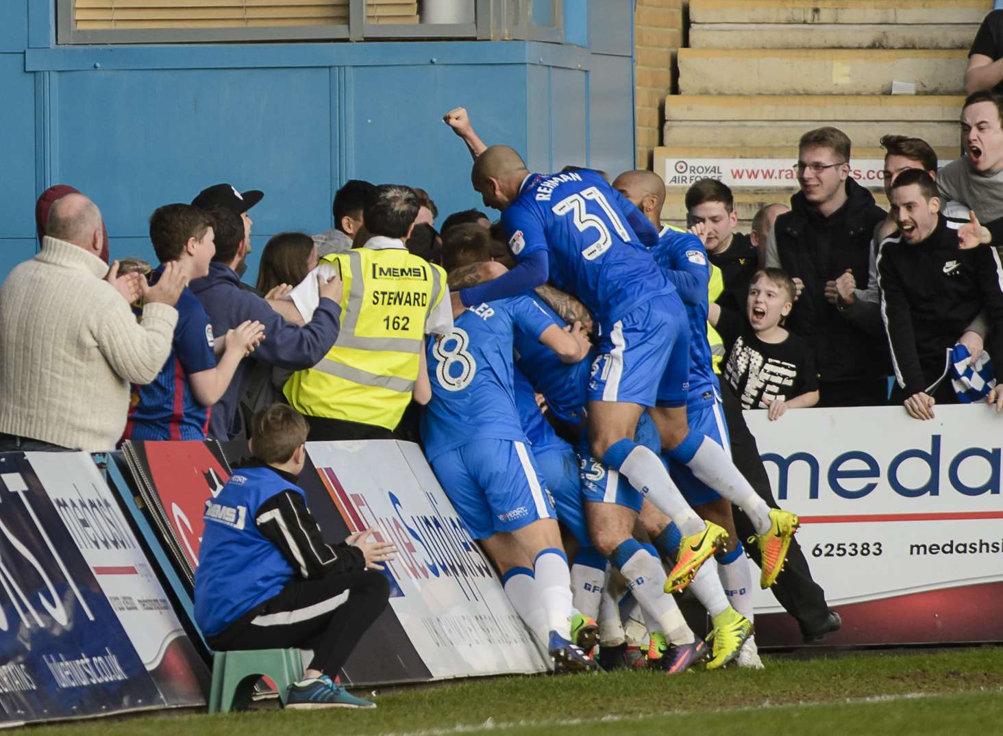 The celebrations that landed Josh Wright a 10th booking of the season - and a two-match ban. Picture: Andy Payton