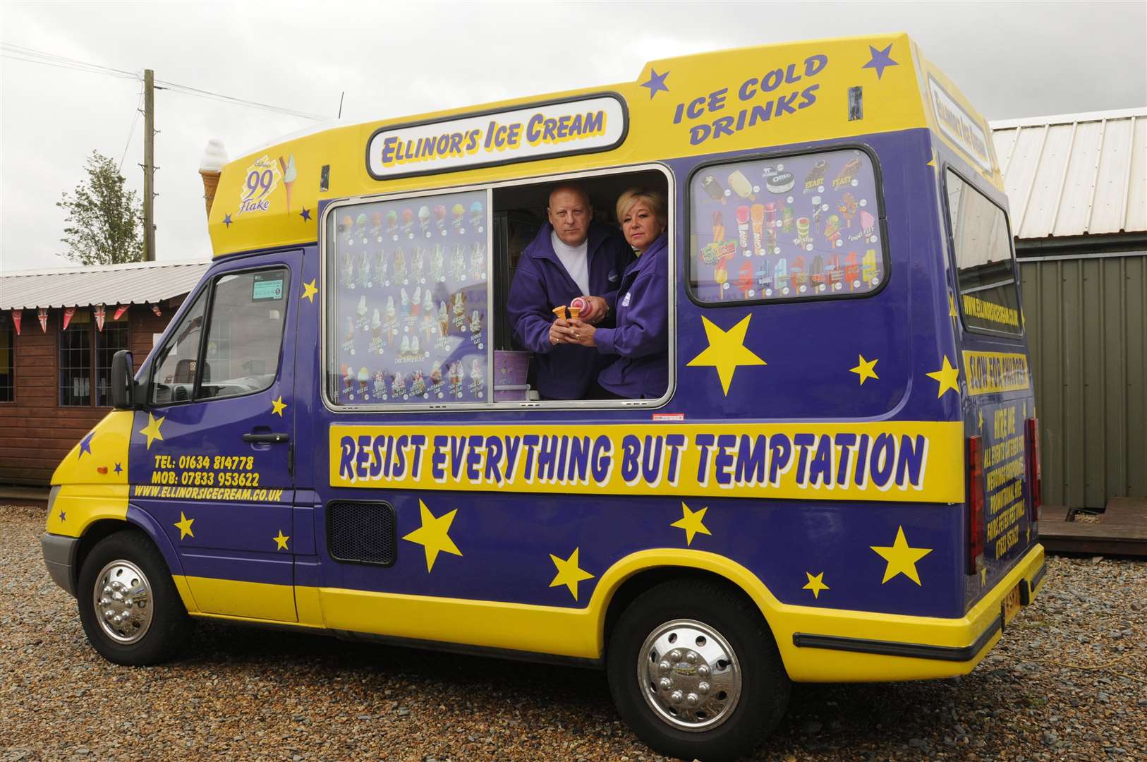 Life before the lockdown for Mark and Diane Ellinor in one of the vans. Picture: Steve Crispe