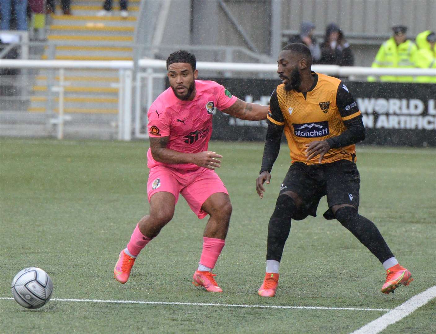 Action from the FA Cup third qualifying round tie between Maidstone and Dartford at the Gallagher Stadium in October Picture: Chris Davey