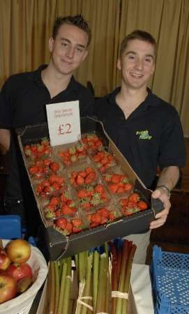 Adam Spicer and Mike Webb with some of their local produce