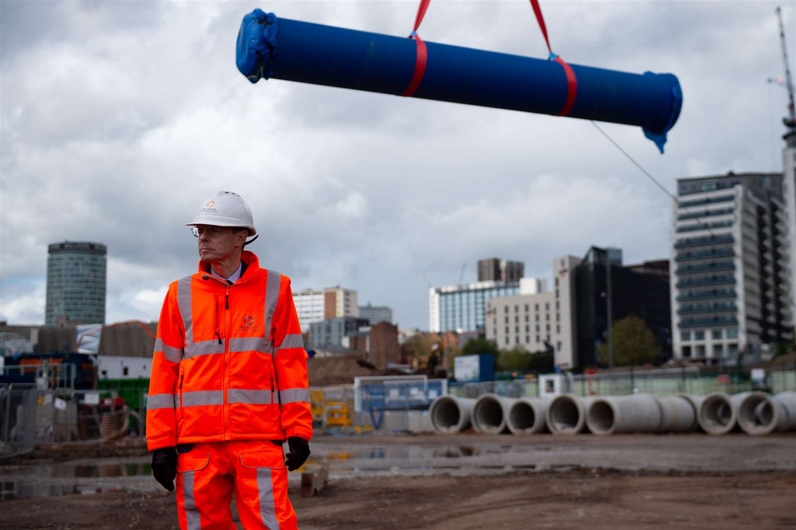 Andy Street during a visit to HS2’s Curzon Street site in Birmingham (PA)