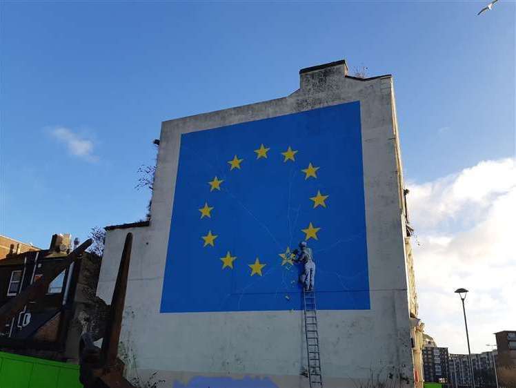 How the Bench Street Banksy looked – but it has now been painted over, and Dover District Council says it will be unable to recover the original