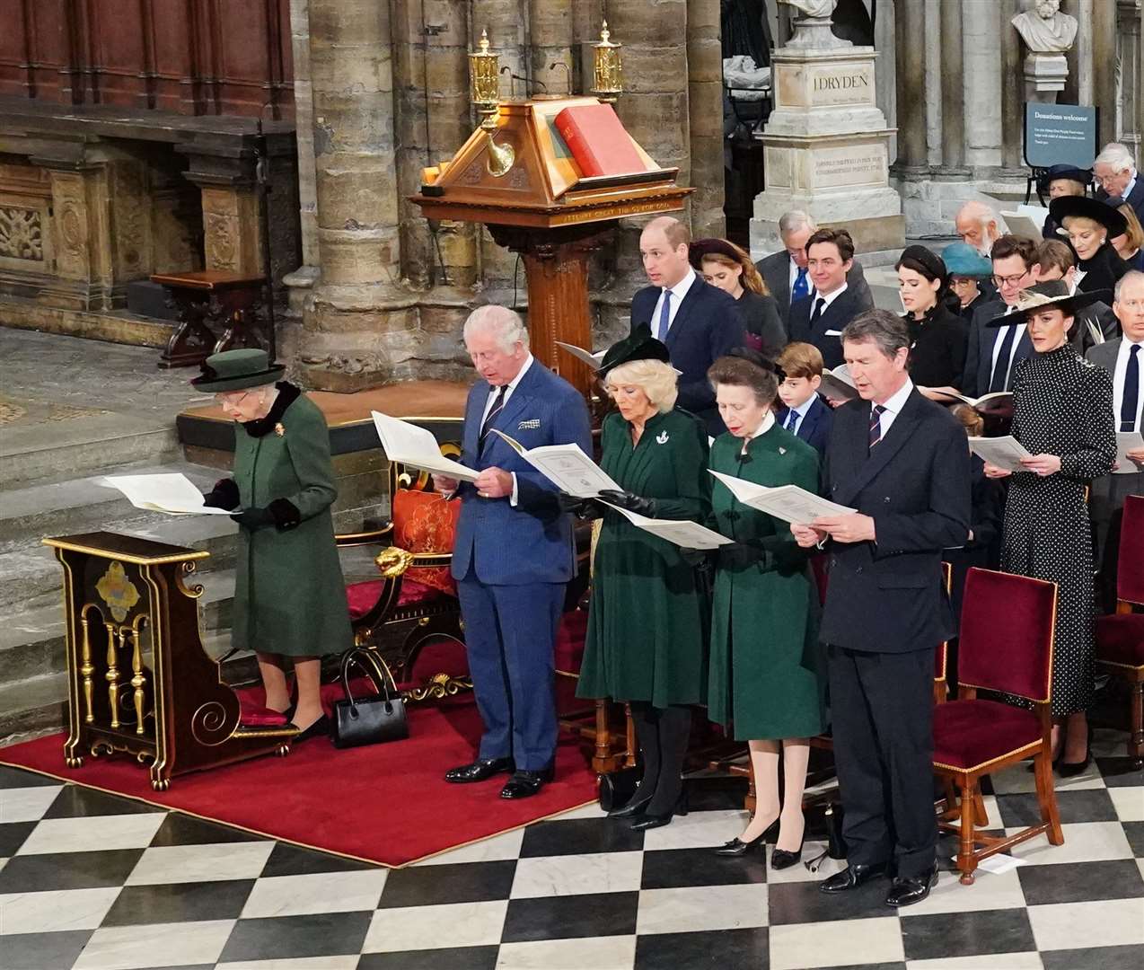 The Queen, surrounded by senior members of the royal family, during the service (Dominic Lipinski/PA)