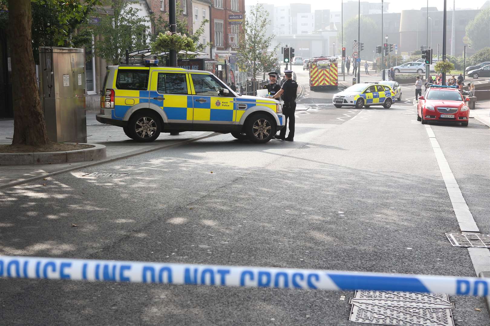 The lower end of the High Street was sealed off