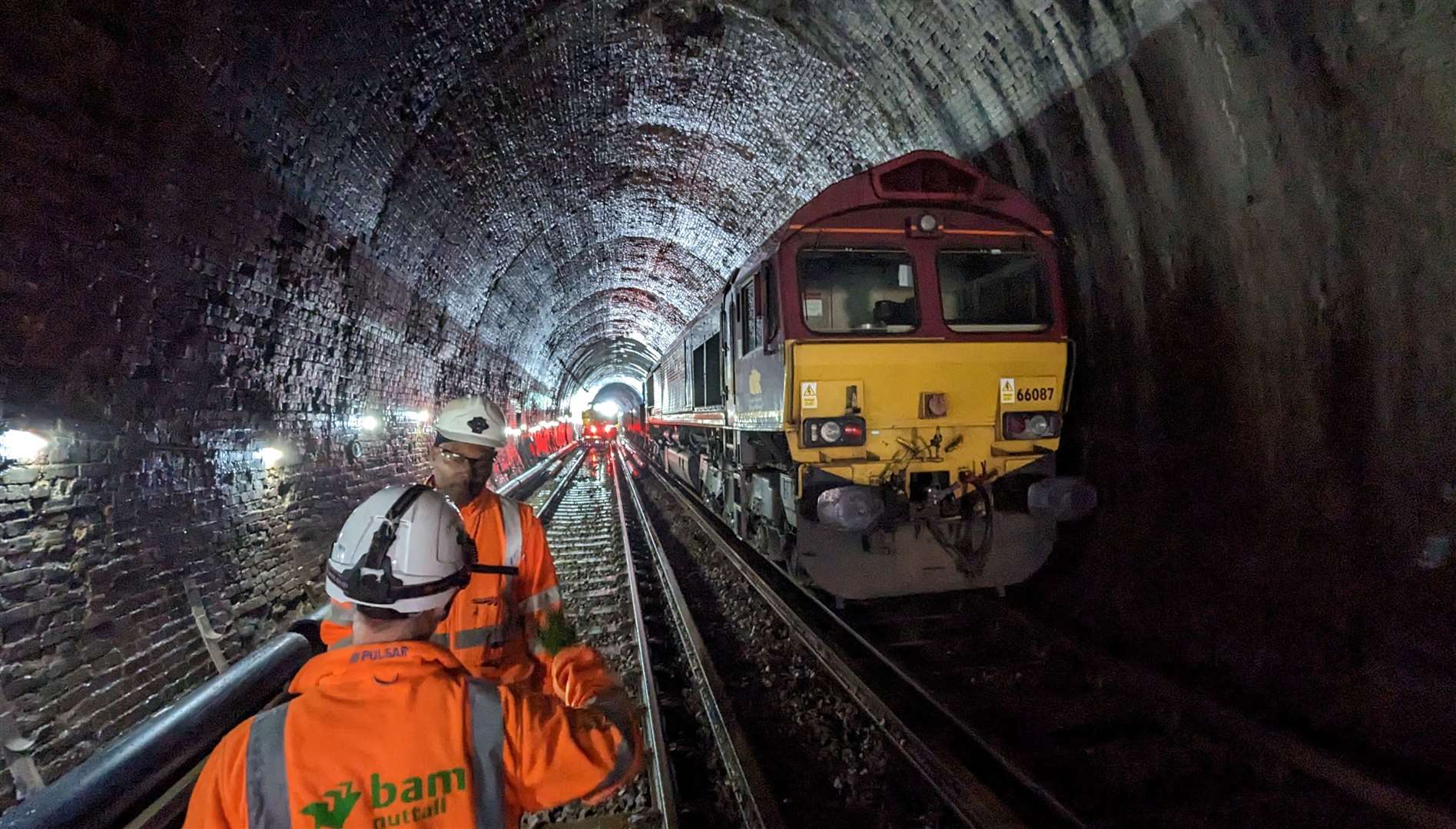 Network Rail at work inside the Selling tunnel