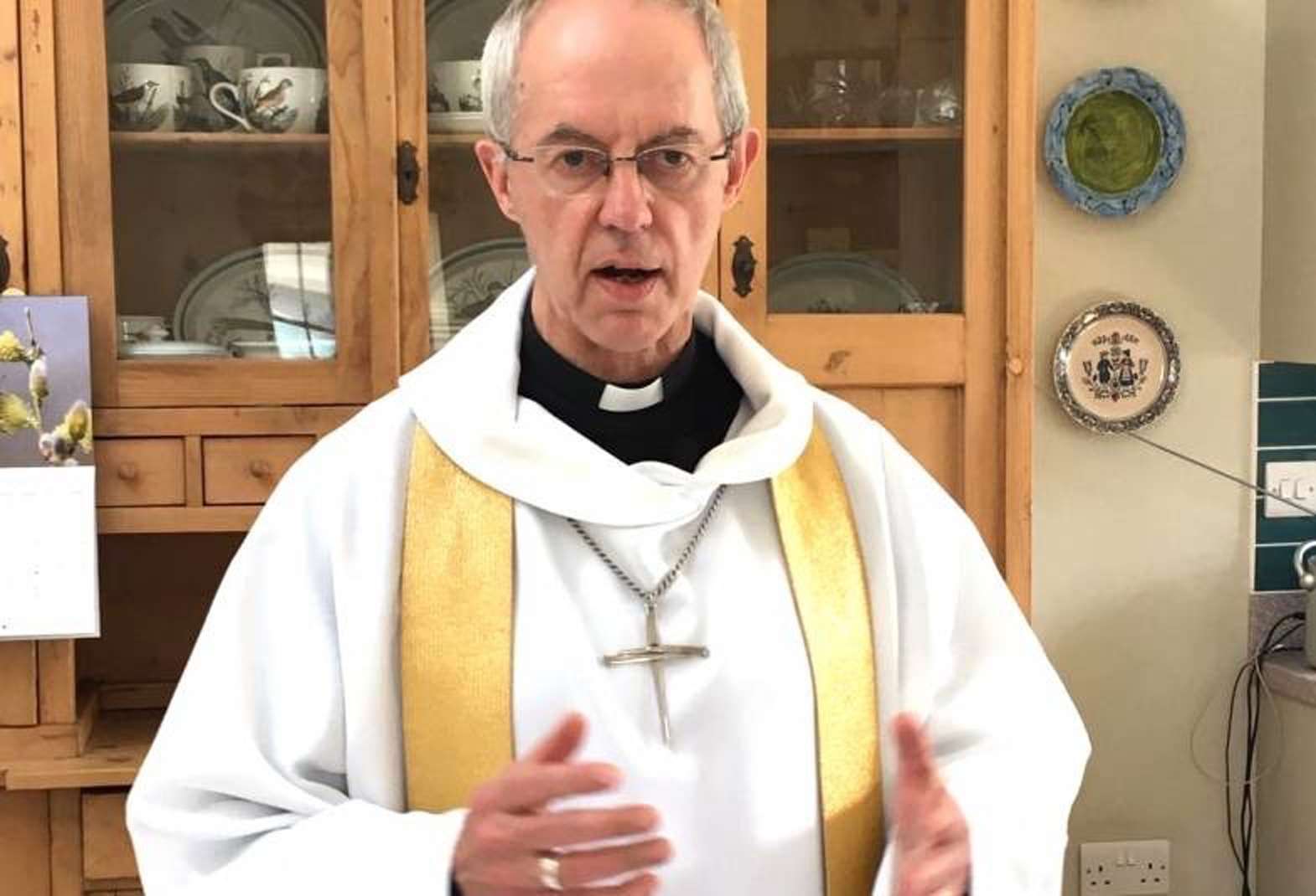 The Archbishop of Canterbury Justin Welby recorded his Easter Sunday sermon in the kitchen of his flat (Caroline Welby/PA)