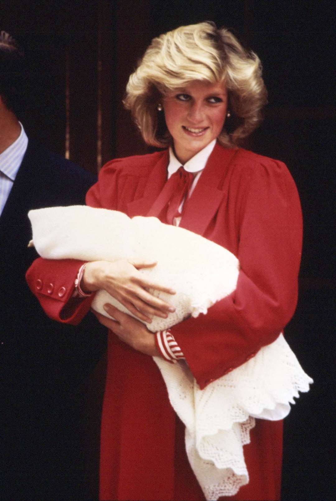 The Princess of Wales leaving the hospital with newborn Prince Harry in 1984 (PA)